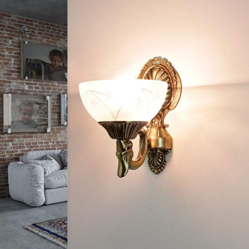 Wandleuchte Im Jugendstil Mit Glasschirm – Bronze, E27, Perfekt Für Wohnzimmer & Schlafzimmer