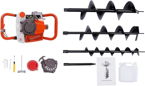 SUHBFNOL Gasolina De La Tierra, La Máquina De Excavación del Jardín del Jardín De Servicio - Digger De Agujero De Gasolina De 2 Choques De 72cc con 3 Brocas para La Instalación De La Cerca