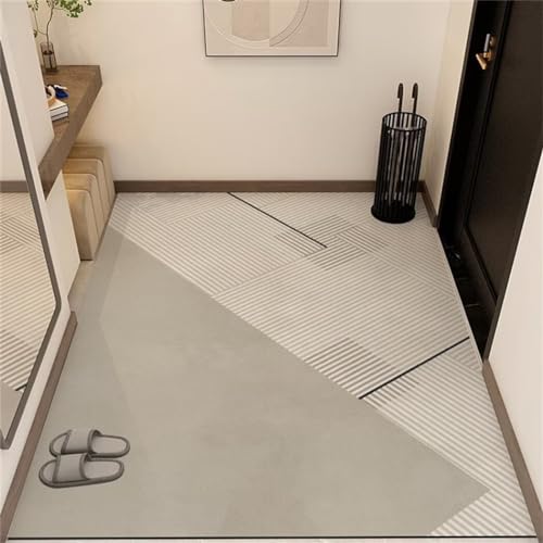 Tapis à poils courts lavable gris 140x200cm style rayé