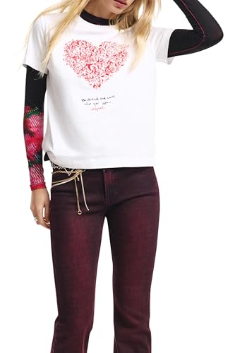 Desigual Cor T-Shirt, Blanc, L Femme
