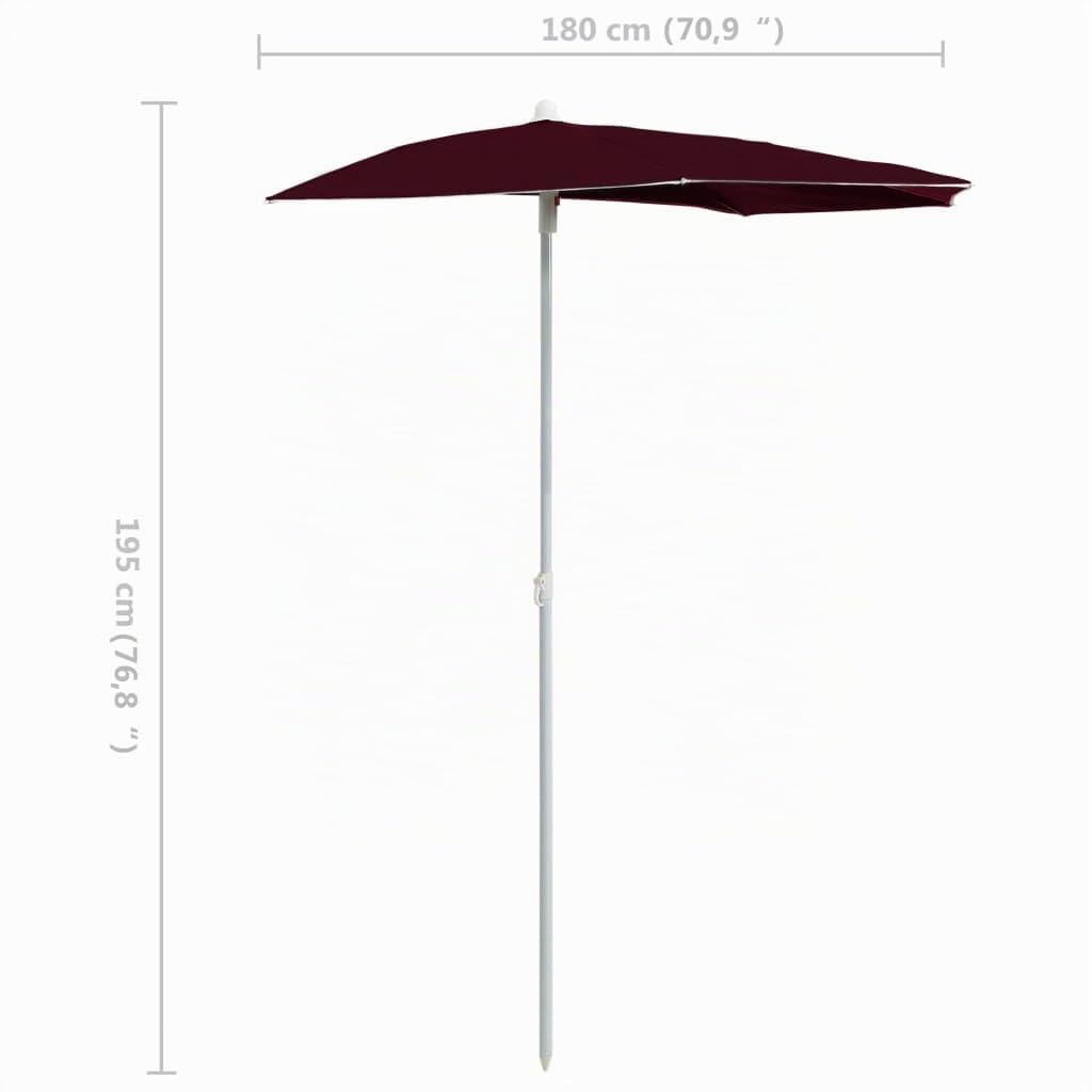 vidaXL Ombrellone Semicircolare da Giardino e Palo 180x90cm Diversi Colori