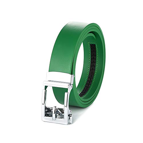 Image of Gelante Genuine Leather Ratchet Dress Belt With Automatic Sliding Buckle - Minimalistic Style-Trim to Fit