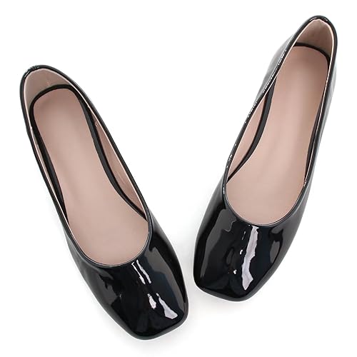 Image of ChaiRong Zhou Women Square Toe Ballets Flats Comfort Slip On Walking Shoes for Driving