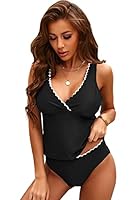 Boldgal Women's Scalloped Plus Size Tankini Swimsuit (JPAKATQA_Black_2XL)
