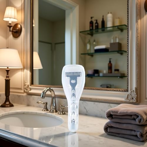 Jizlan Portable Travel Razor Cover Case, Transparent Plastic Shaver Holder Protector Organizer, for Men\'s Manual Razors and Electric Shaver Accessories Razor Travel Case - Thumbnail 2
