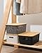 Storage Bins with Bamboo Lids Set of 6 Lidded Storage Container Plastic Baskets Organizer Bins for Organizing Kithen Room Bedroom Office Closet, Sturdy(Grey)