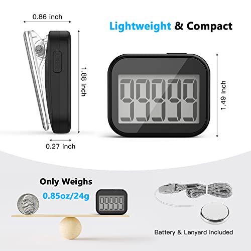 Pedometer for Walking Steps and Miles Clip On, Step Counter for Women, Removable Clip On Step Tracker for Seniors, Kids, Men