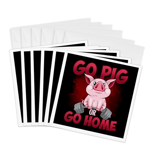 Cartes de vœux fitness Go Pig ou Go Home 15x15cm lot de 6