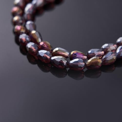 Image of Teardrop Glass Beads Vertical Hole, 8x11 mm Faceted Straight Hole Shape Crystal Spacer Beads