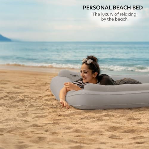 Image of BUTT BABY SnoozeAway Inflatable Bed with Rechargeable Air Pump, Ultralight Portable Ergonomic Bed for Kids & Adults | Floating Pool, Beach, Camping, Trekking, Indoor & Outdoor Relaxation (Smoky Grey)