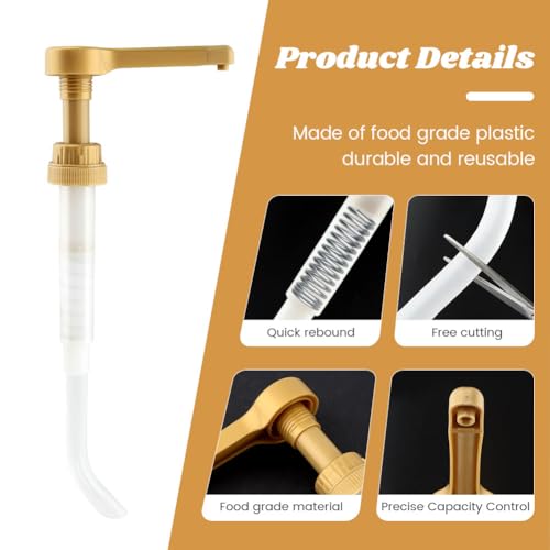 2pcs Sauce Pump Dispenser 64 fl. oz for Syrup for Tora-ni Sauce Pump Dispenser Coffee Syrup Sauces Pumps(Color:Gold + White)4