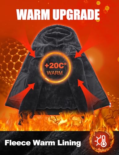 Flygo Mens Fleece Hoodie Jacket Jacquard PlaidCloth Zipper Sherpa Lined Sweatshirt Jackets Winter Warm Coat2