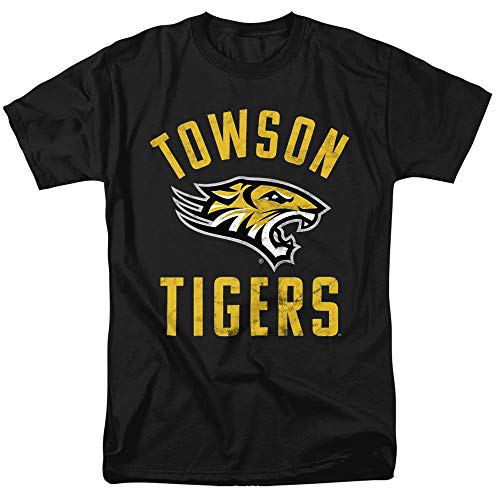 Towson University Official Tigers Logo Unisex Adult T-Shirt, Black, X-Large