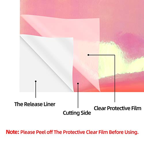 Yrym Holographic Vinyl Pink Holographic Permanent Adhesive Craft Vinyl Roll 12" X 8 Ft Works For Craft Decoration, Home Decor, Logo, Letters, Banners #TOP2