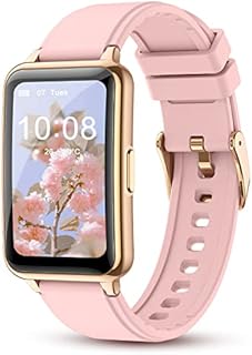 KUUFER Smartwatch Damen, Fitnessuhr mit GPS Whatsapp Funktion, Schrittzähler, Pulsmesser mit 1,57 Zoll Quadrat Bildschirm, IP68 Wasserdicht Fitness Tracker für iOS und Android, Rosa