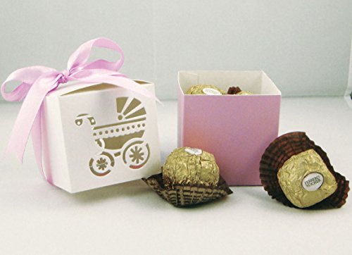 Zorpia New 50Pcs Party Gift Laser Cut Baby Shower Candy Ribbon Boxes Carriage Shower Favor Bomboniere Wedding Anniversary Zra0168906 (Green) #TOP5