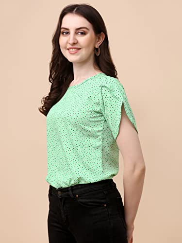 Image of Wedani Women's Casual Short Sleeves Round Neck Foral Regular Fit Top