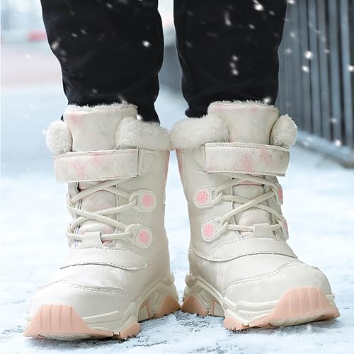 Kids Snow Boots Boys Girls Winter Warm Waterproof Insulated Outdoor Cold Weather Non Slip Fur Lined Shoes3