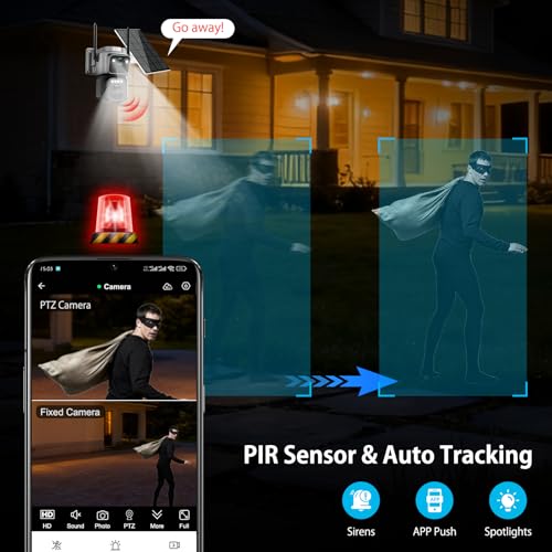 image for Leibuu 4K Dual Lens Solar Security Cameras Wireless Outdoor, 2.4/5G Wi