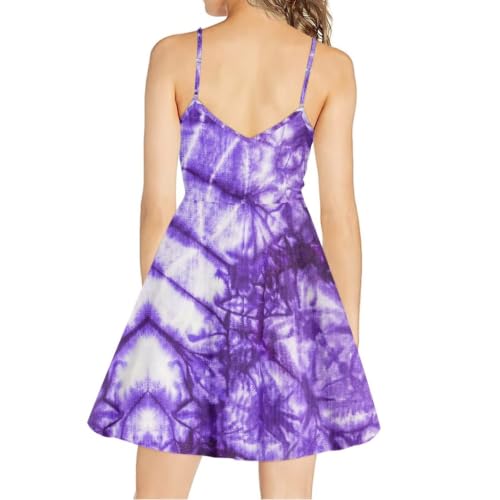 Image of Women's Spaghetti Strap Dress Summer Casual Swing Sundress Girls Beachwear Swing Mini Dress