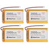 YELUFT 4pcs 3.7V 2000mAh 7.4Wh Lithium Polymer Battery 1S 103450 LiPo Rechargeable Battery with Protection Board and JST 1.25 Plug for ESP32 Development Board, Mesh Node T114, Electronic Devices