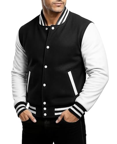 Image of LP-FACON Unisex Varsity Letterman Jacket | Mens College Baseball High School Bomber Wool + Faux Leather Jacket