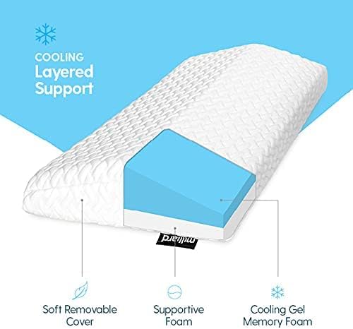 Milliard Lumbar Support Pillow for Bed with Gel Memory Foam Top -Helps with Lower Back Pain Relief for Sleeping, Hip, Knee and Spine Alignment, Sciatic Nerve Waist Cushion - Washable Cover (3.5 Inch)