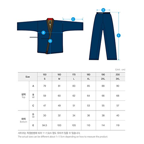 Mooto Taekwondo Grand Master Geum Gang Navy Bk-Neck Uniform Tkd Martial Arts Dobok (150 (Height : 140~150Cm)(4.59~4.92Ft)) #TOP1