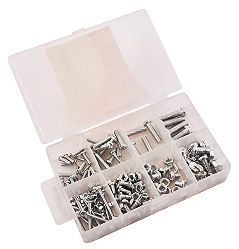 Amtech Nuts and Bolts Set - DIY at Home Secure Fastening for Wood Metal Stubs and More Easy to Use Includes Convenient Storage Box (150 Piece)