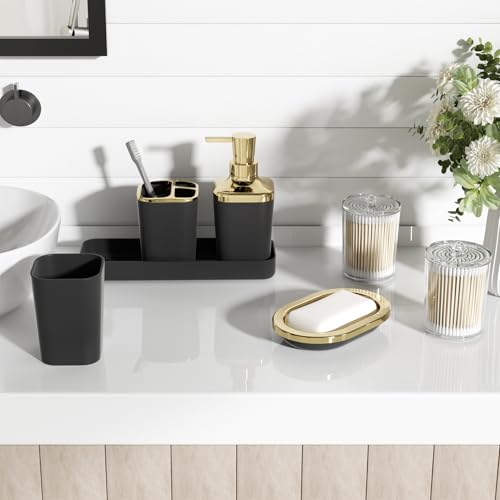 image for XLHOMO Black Bathroom Accessories Set, Black and Gold Bathroom Accesso