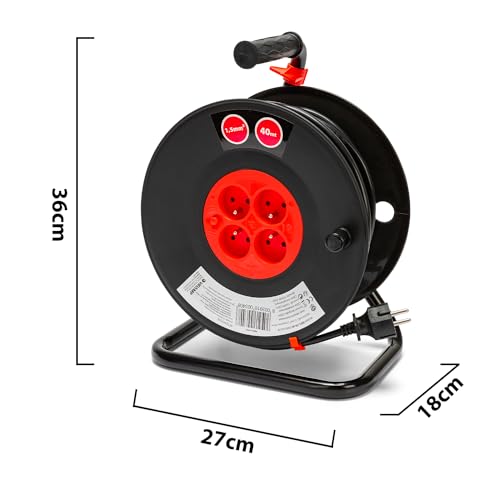 Alargador eléctrico de 40m Velamp REEL-FR-40 con 4 tomas y cortacircuitos 8