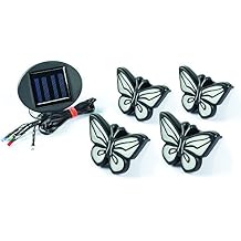 IdeaWorks Butterfly Lights-Sets of 4-Solar Powered-Automatically Turns On at Dusk & Off at Dawn-Space Each Light up to 32-Easy Installation, Multicolor