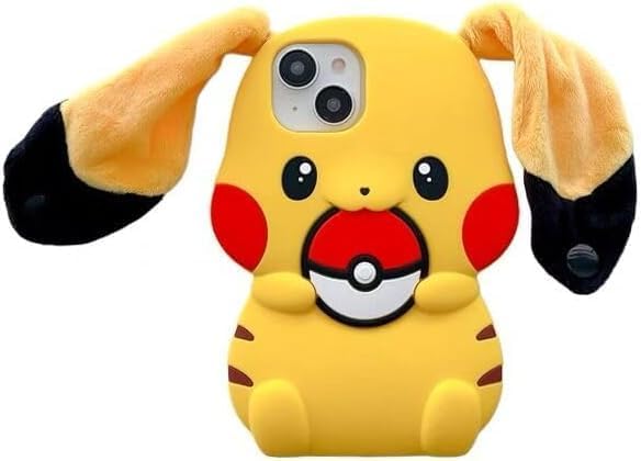 Image of Meyaar Orry Style Cute Case for Apple iPhone 14 / iPhone 13 / iPhone 15 Case, Soft Silicone Cover for Apple iPhone 13 / iPhone 14, iPhone 15 Case Cover (Pika, for I Phone 15)