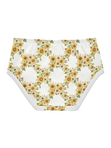 ZZKKO Yellow Sunflower Wreath Girls Underwear Toddler Panties for Girls Comfort Brief Size 2-8T2