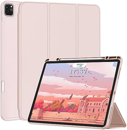 FANSONG Case For IPad Pro 12.9 Inch(6th/5th/4th/3rd Gen,2022/2021/2020/2018 ),iPad Air 13 Inch(M3/M2,2025/2024) Cover With Pencil Holder & Support Pencil Charging,Auto Sleep/Wake,Trifold Stand,Pink - View #4
