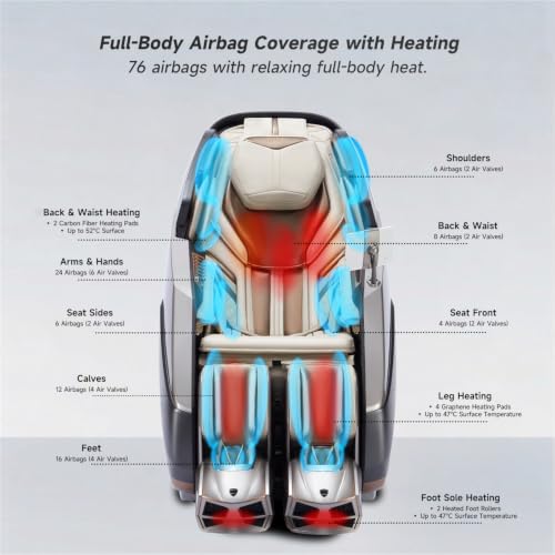 Image of ROTAI R-AUREX Advanced 4D Luxury Zero Gravity Recliner Chair with Cycling Mode & 12 Auto Programs | Full Airbag Coverage with Touch Control & Charging for Home & Office (Silver)