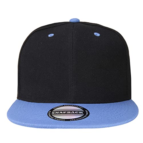 Image of Classic Snapback Hat Cap Hip Hop Style Flat Bill Blank Solid Color Adjustable Size