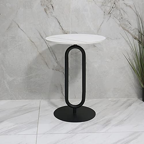 Miniatura 1 de FZZDP - Mesa auxiliar pequeña con luz para sofá mesa de té pequeña mesa de esquina color blanco  pies negros tamaño 157 x 157 x 217in