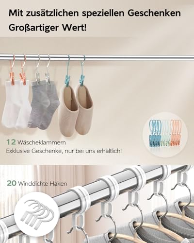 Vikaqi Wäscheständer 200 cm zusammenklappbar Indoor Outdoor Wäscheständer Kleidung Faltbar Wäscheständer Heavy Duty Edelstahl Wäscheleine Kleiderständer 20 Haken 12 Clips - Image 9