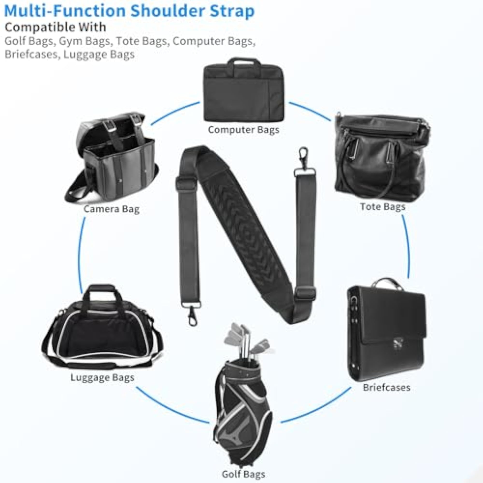 Universal Shoulder Strap with Padded Mesh and Adjustable Buckles