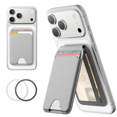 Symcele for MagSafe Wallet with Adjustable Stand, 5 Card Holder, Gray