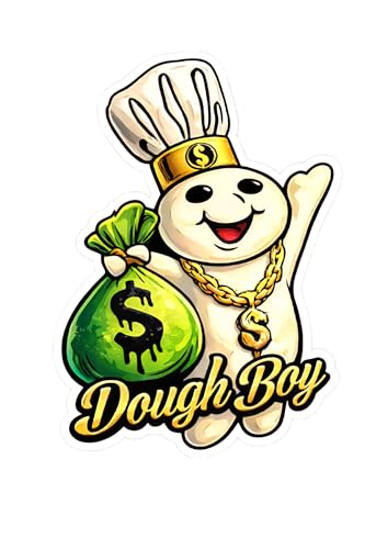 Image of Dough boy Money Bags Decal Sticker, Multiple Sizes and Colors (Full Color Waterproof Sticker, 8x5.5 inches)