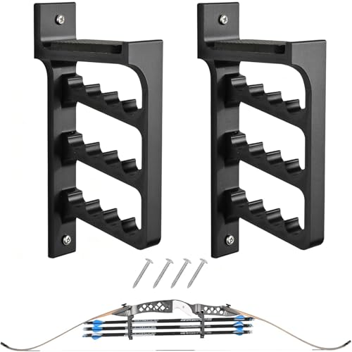 FENJANER Archery Wall-Mounted Arrow Holder - Bow Hanger Rack for Recurve Bow Traditional Longbow, Multi-functional Archery Brackets for Wall in Home