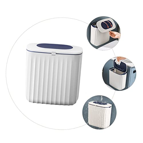 Caneca de basura rectangular azul Happyyami para cocina miniatura 3