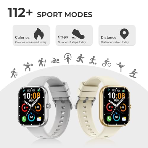 Image of Smart Watch for Men Women, 1.83 inch HD Touchscreen Fitness Watch with Bluetooth Call&Message Notifications, 110+Sport Modes, 24 /7 Heart Rate /Sleep Monitor, IP68 Waterproof Fitness Tracker, Hot Silver