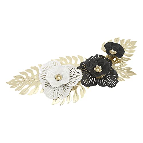 Décoration la maison salon : pendentif d'art en fer noir et blanc 52cm