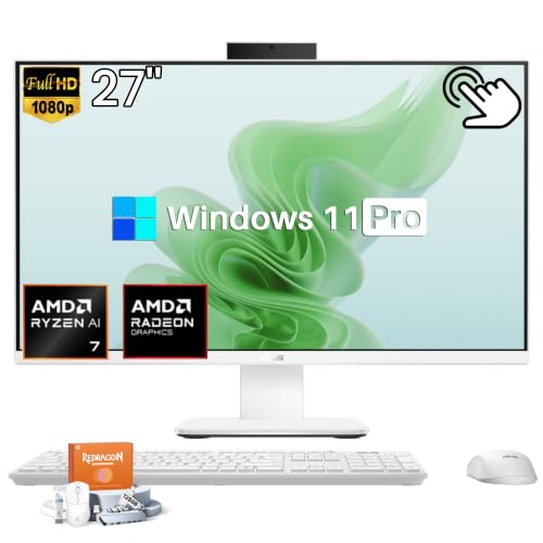 Image of ASUS VM670 27 All in One Desktop Computer Touchscreen, 64GB DDR5, 2TB SSD | AMD Ryzen AI 7 350(66 TOPS), Win 11 Pro, 27 inch FHD IPS Anti-Glare Display, AMD Radeon 860M, Wi-Fi 6, BT 5.4, Accessories