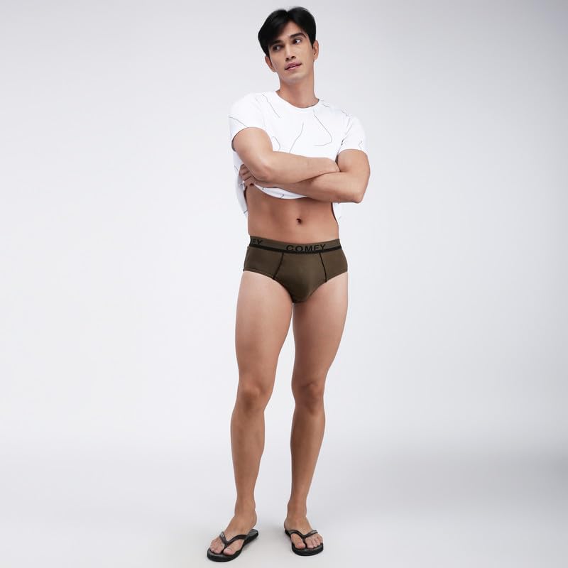 Image of Amul Comfy Men's Solid Cotton Briefs with Soft Waistband (Color Smoke Grey)