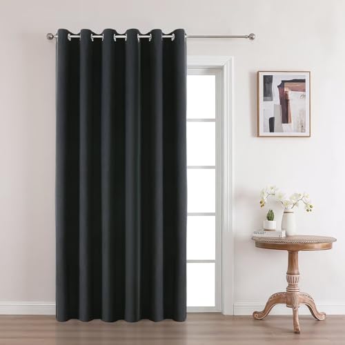 Joydeco Charcoal Grey Blackout Curtains 84 Inches Long, Curtains 84 Inch Length 1 Panel for Bedroom, Thermal Insulated Linen Black Out Curtains with Grommets(100x84, Charcoal Grey) Charcoal