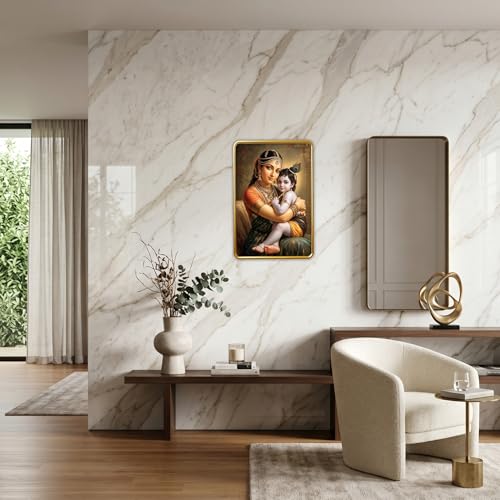 Image of Dharvika Innovations Kanha Maa Yashoda WIth Bal Krishna photo frame for pregnant women with golden Slim, Sparkle Coated Lamination frame 1867 30 x 45 cm (Design 2)